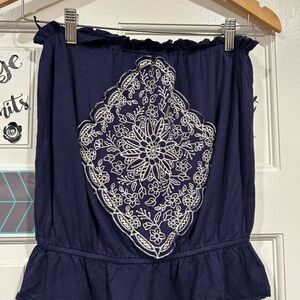 Love on a Hanger Navy Blouse with White Detailing